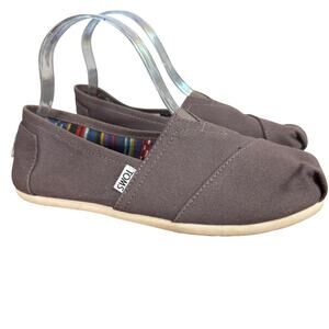 Toms Alpargata Womens Taupe Gray Slip On Canvas Loafers Flats Casual Shoes 7.5